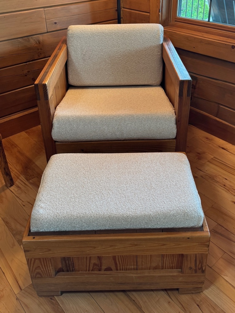 “This End Up” Custom Made “Classic” Style Chair & Ottoman Slipcover in Oatmeal - Picture 3 of 9